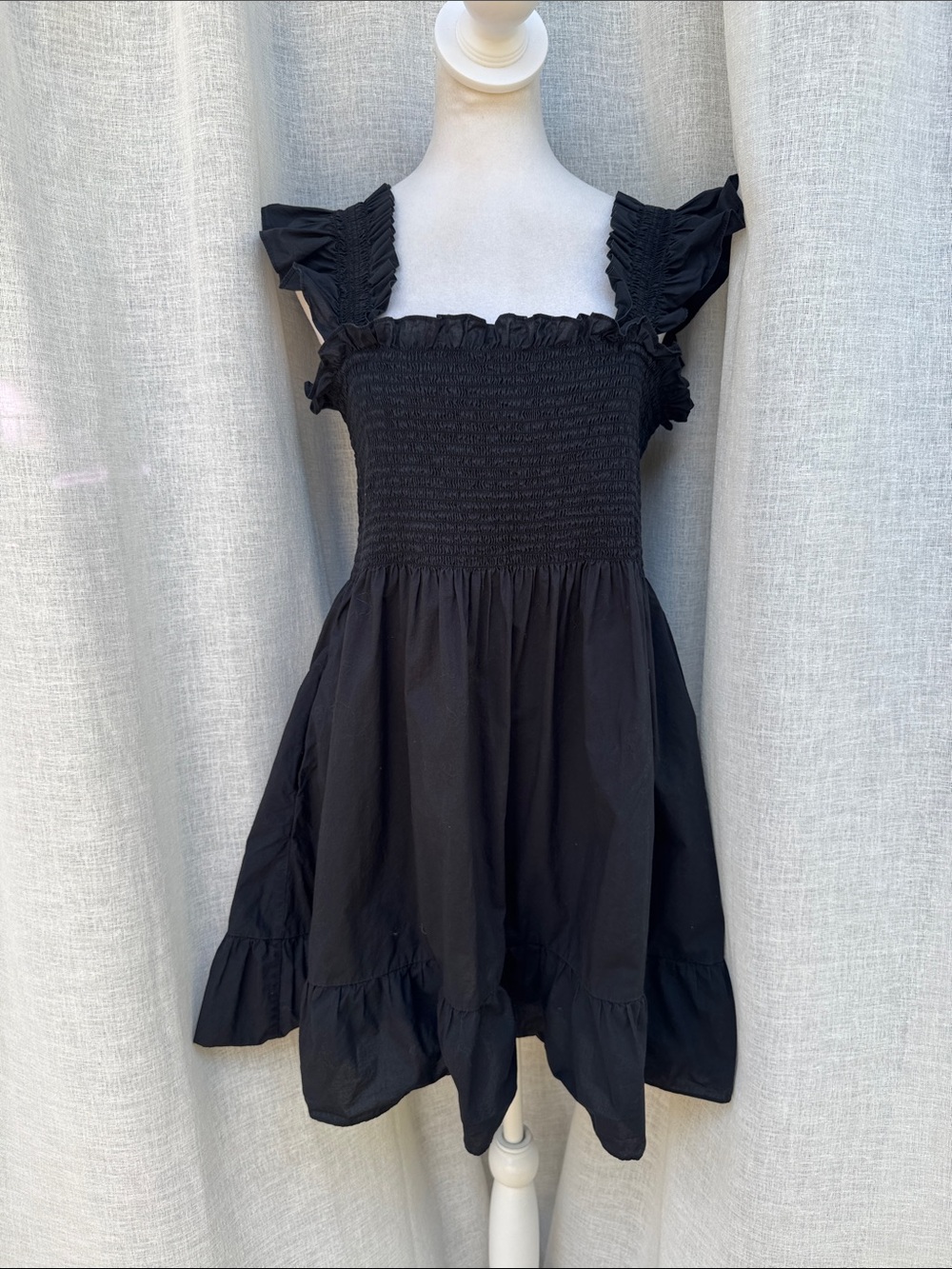 Hill House Elizabeth Nap mini Dress in black cotton